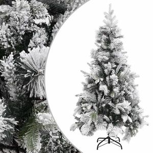 vidaXL Brad de Crăciun cu zăpadă & conuri, 225 cm, PVC&PE imagine