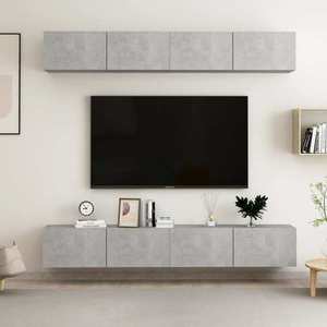 vidaXL Dulapuri TV, 4 buc, gri beton, 100x30x30 cm, lemn prelucrat imagine