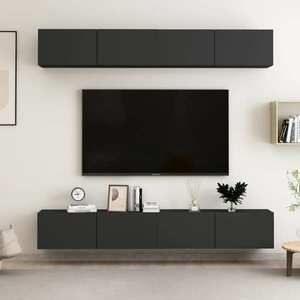 vidaXL Dulapuri TV, 4 buc., negru, 100x30x30 cm, lemn prelucrat imagine