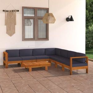 vidaXL Set mobilier grădină perne gri închis, 8 piese, lemn acacia imagine
