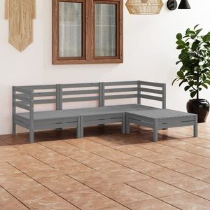 vidaXL Set mobilier de grădină, 4 piese, gri, lemn masiv de pin imagine