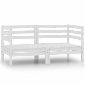 vidaXL Canapele de colț pentru grădină, 2 buc., alb, lemn masiv pin imagine