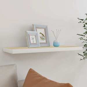 vidaXL Raft de perete suspendat, alb și stejar, 80x23, 5x3, 8 cm, MDF imagine