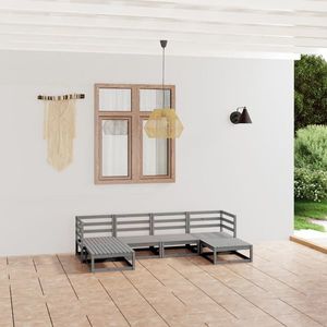vidaXL Set mobilier de grădină, 6 piese, gri, lemn masiv de pin imagine
