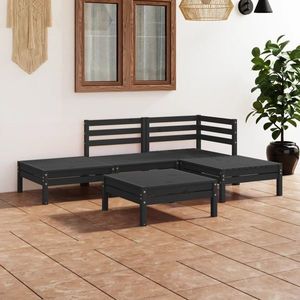 vidaXL Set mobilier de grădină, 5 piese, negru, lemn masiv de pin imagine