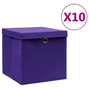 vidaXL Cutii depozitare cu capace, 10 buc., violet, 28x28x28 cm imagine