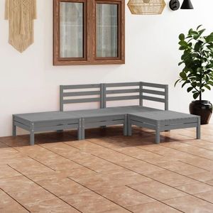 vidaXL Set mobilier de grădină, 4 piese, gri, lemn masiv de pin imagine