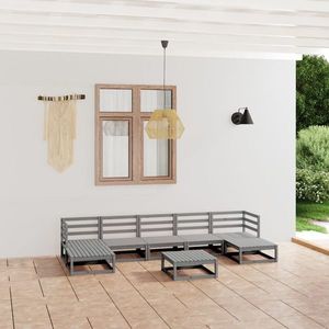 vidaXL Set mobilier de grădină, 8 piese, gri, lemn masiv de pin imagine
