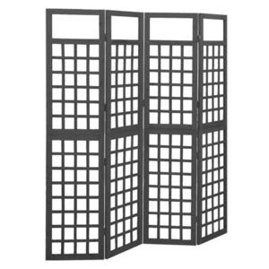 vidaXL Separator cameră cu 4 panouri negru 161x180 cm nuiele lemn brad imagine