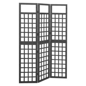 vidaXL Separator cameră cu 3 panouri negru 121x180 cm nuiele lemn brad imagine