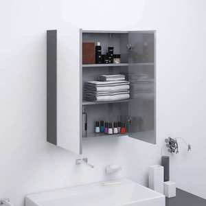 vidaXL Dulap de baie cu oglindă, gri strălucitor, 60x15x75 cm, MDF imagine