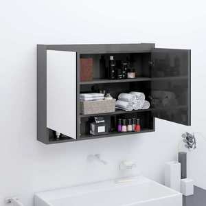 vidaXL Dulap de baie cu oglindă, gri strălucitor, 80x15x60 cm, MDF imagine