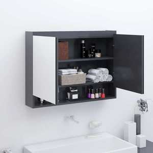 vidaXL Dulap de baie cu oglindă, gri, 80x15x60 cm, MDF imagine