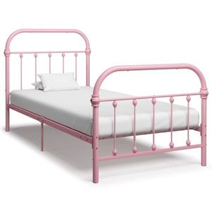 vidaXL Cadru de pat, roz, 90 x 200 cm, metal imagine