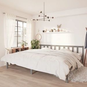 vidaXL Cadru de pat, gri, 200x200 cm, lemn masiv de pin imagine