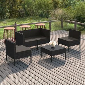 vidaXL Set mobilier de grădină cu perne, 5 piese, negru, poliratan imagine