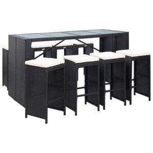 vidaXL Set mobilier de bar de exterior, negru, poliratan imagine