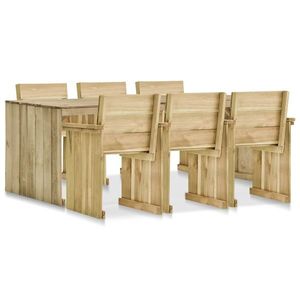 vidaXL Set mobilier de exterior, 7 piese, lemn de pin tratat imagine
