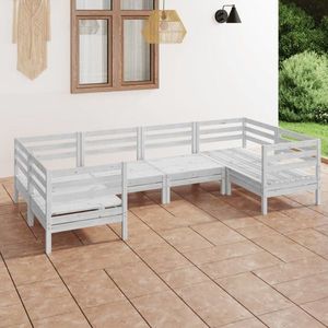 vidaXL Set mobilier de grădină, 6 piese, alb, lemn masiv pin imagine