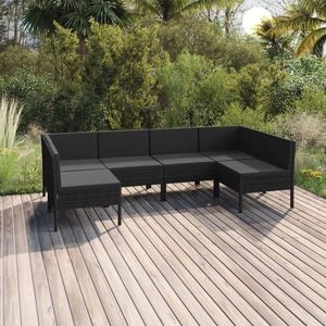 vidaXL Set mobilier de grădină cu perne, 6 piese, negru, poliratan imagine