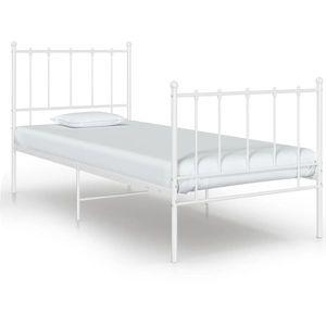 vidaXL Cadru de pat, alb, 90x200 cm, metal imagine