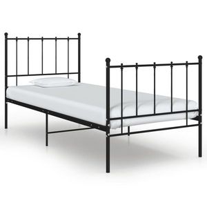 vidaXL Cadru de pat, negru, 100x200 cm, metal imagine