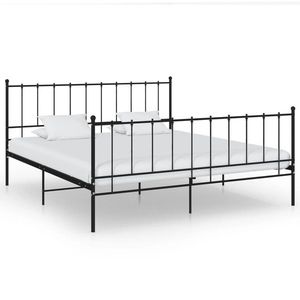 vidaXL Cadru de pat, negru, 200x200 cm, metal imagine