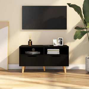vidaXL Comodă TV, negru, 90x40x48, 5 cm, lemn prelucrat imagine