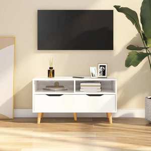 vidaXL Comodă TV, alb extralucios, 90x40x48, 5 cm, lemn prelucrat imagine