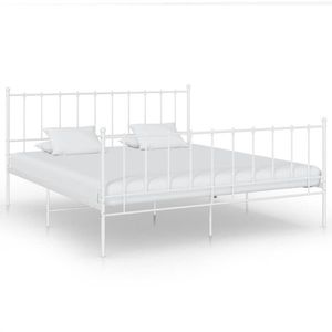 vidaXL Cadru de pat, alb, 180x200 cm, metal imagine
