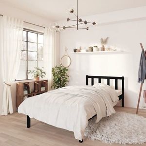 vidaXL Cadru de pat, negru, 100x200 cm, lemn masiv de pin imagine