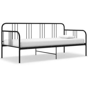 vidaXL Cadru de pat canapea, negru, 90 x 200 cm, metal imagine