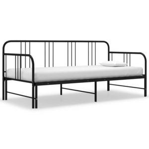 vidaXL Cadru pat canapea extensibilă, negru, 90 x 200 cm, metal imagine