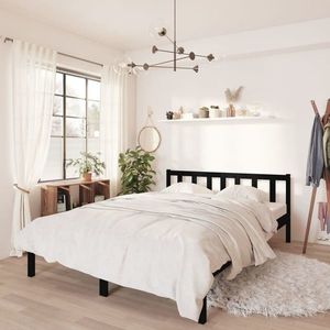 vidaXL Cadru de pat King Size, negru, 150x200 cm, lemn masiv de pin imagine