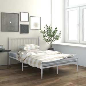 vidaXL Cadru de pat, alb, 120x200 cm, metal imagine