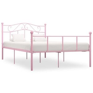 vidaXL Cadru de pat, roz, 140 x 200 cm, metal imagine