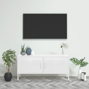 vidaXL Comodă TV, alb, 105x35x50 cm, oțel imagine