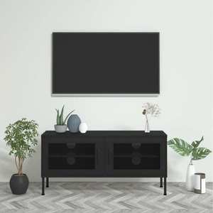 vidaXL Comodă TV, negru, 105x35x50 cm, oțel imagine