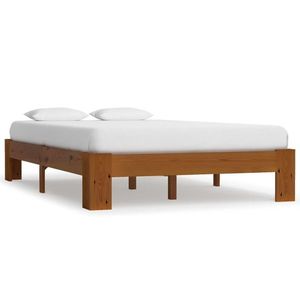vidaXL Cadru de pat, maro deschis, 120 x 200 cm, lemn masiv de pin imagine