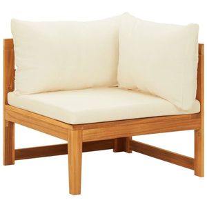 vidaXL Canapea de colț cu perne alb crem, lemn masiv de acacia imagine