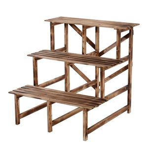 Outsunny scara ghiveci 3 etajere din lemn de brad, 80x80x80 cm | Aosom Ro imagine