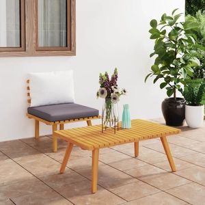 vidaXL Set mobilier de grădină cu perne, 2 piese, lemn masiv de acacia imagine