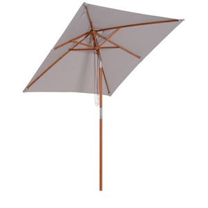 Outsunny Umbrelă de Soare Reglabilă, Umbrelă pentru Grădină din Lemn, 2x1.5m, Gri imagine