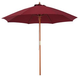 Outsunny Umbrelă de Soare pentru Grădină, din Lemn cu Acoperiș Antivânt, Roșie, Ø 3, 8 x 253 cm | Aosom Romania imagine