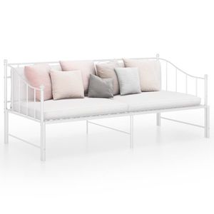 vidaXL Cadru pat canapea extensibilă, alb, 90x200 cm, metal imagine