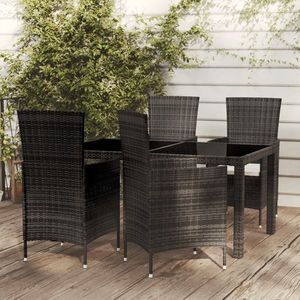 vidaXL Set mobilier de exterior cu perne, 5 piese, negru, poliratan imagine