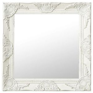 vidaXL Oglindă de perete în stil baroc, alb, 50 x 50 cm imagine