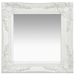 vidaXL Oglindă de perete în stil baroc, alb, 40 x 40 cm imagine