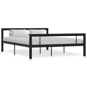 vidaXL Cadru de pat, negru și alb, 120 x 200 cm, metal imagine
