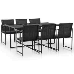 vidaXL Set mobilier de exterior cu perne, 7 piese, negru, poliratan imagine
